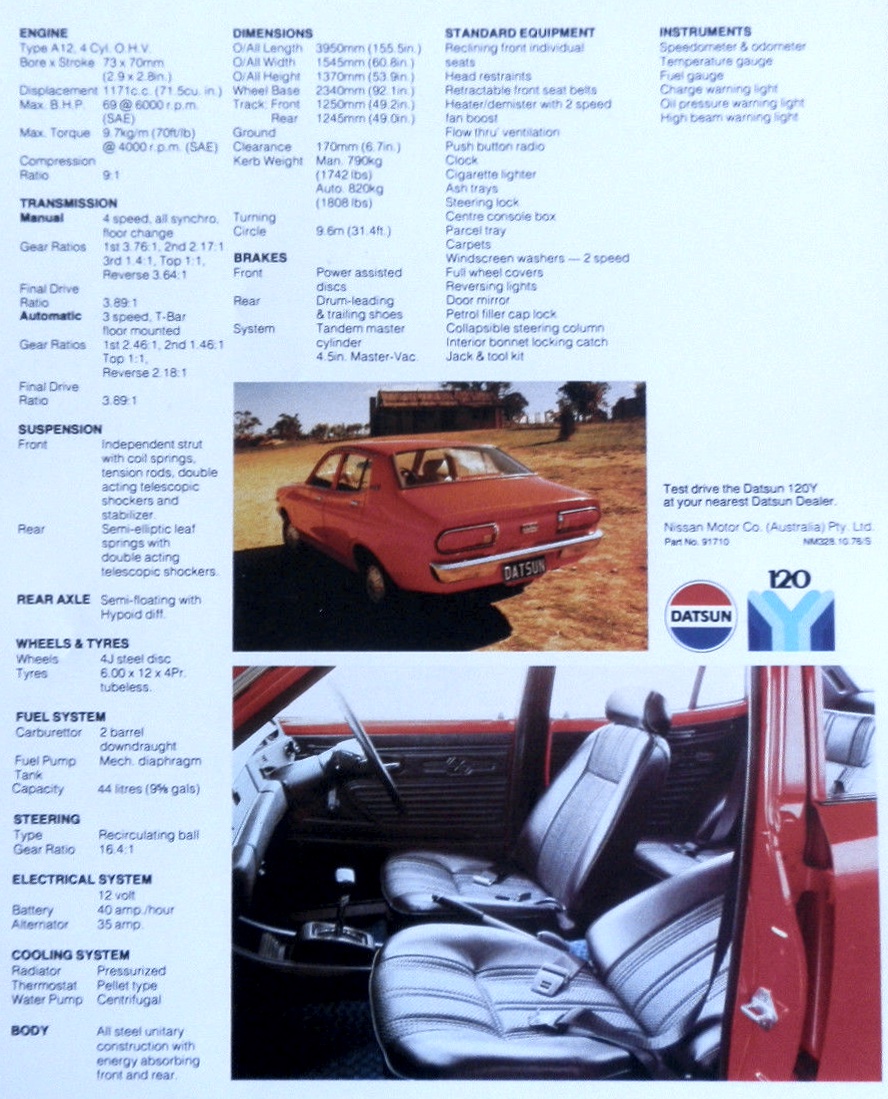 1973 Datsun 120Y Brochure Page 4